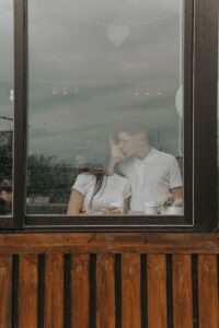 Coffee Date at a Coffee Shop Engagement photo theme