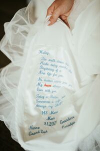 Embroidery On Inside Of Wedding Dress For Passed Loved Ones