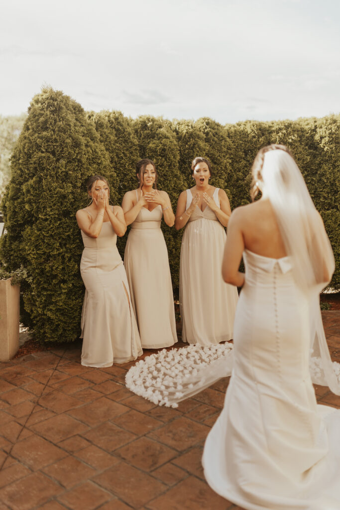 The Villa – Madera Ballroom | Bridesmaid First Look | Meg Dunn Photography