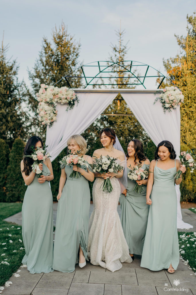 The Villa – Madera Ballroom | Bridesmaids at Outdoor Wedding Ceremony | Cam Wedding Photography