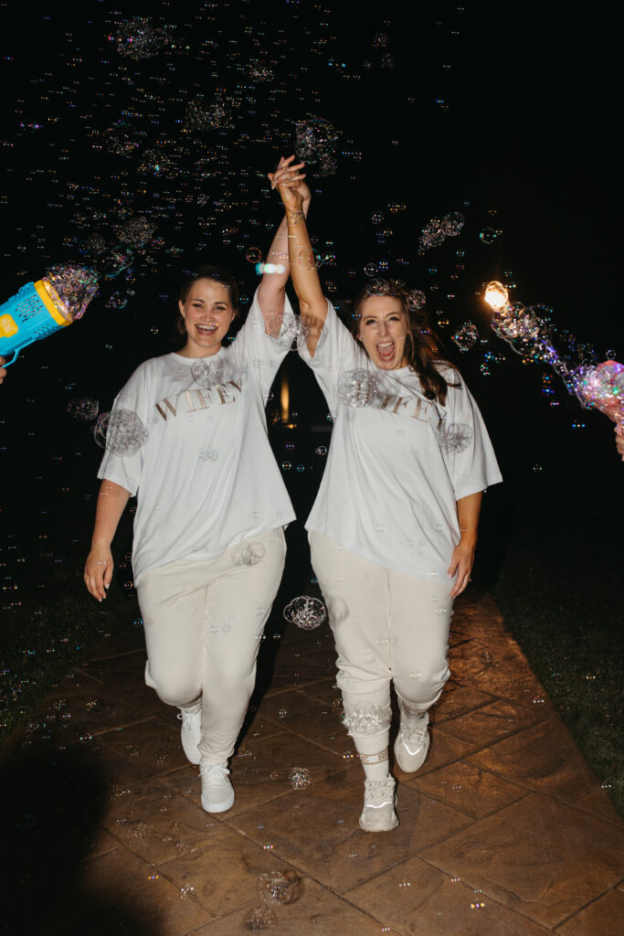 The Villa – The Tent | Brides' Reception Exit with Bubbles | Sarah Weston Photography