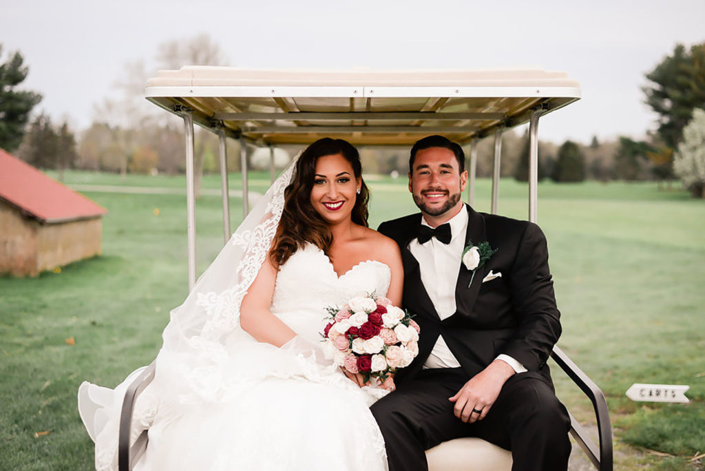 The Villa – Madera Ballroom | Couple on Golf Cart | Jenna Kay Photography