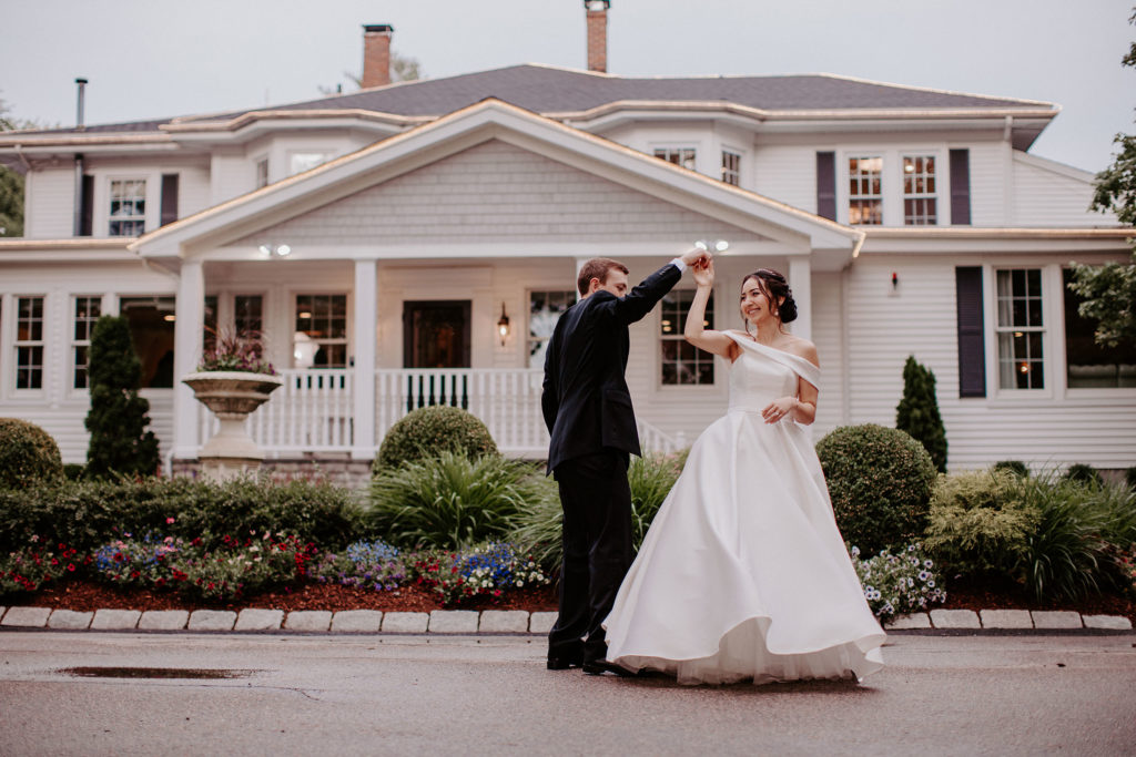 Couple at their Saphire Estate wedding in Sharon, MA