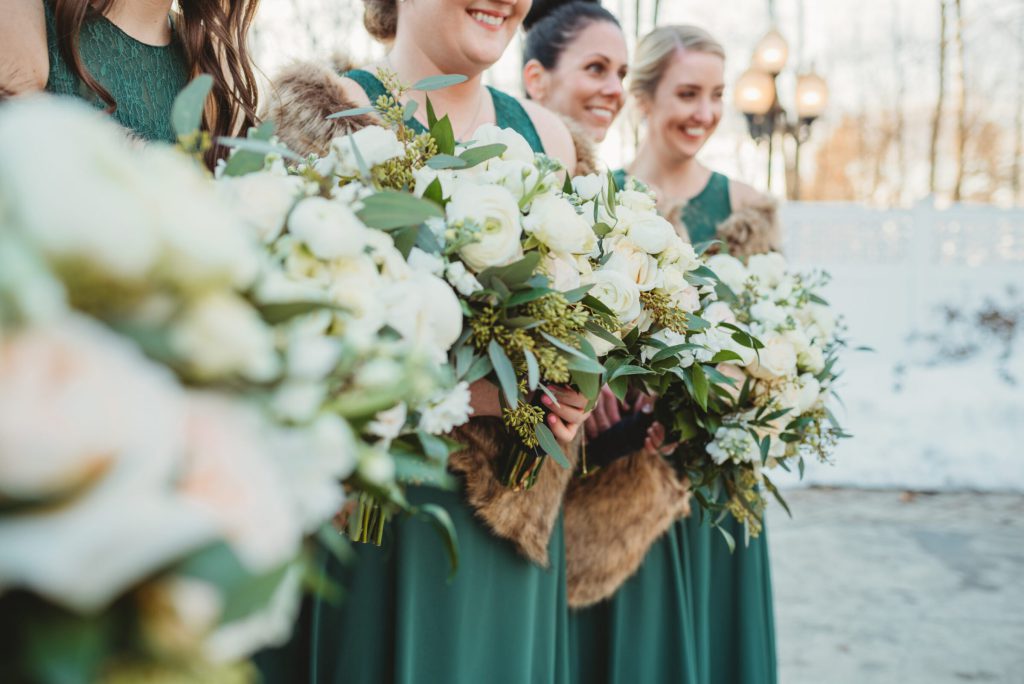 winter wedding bridesmaid bouquets