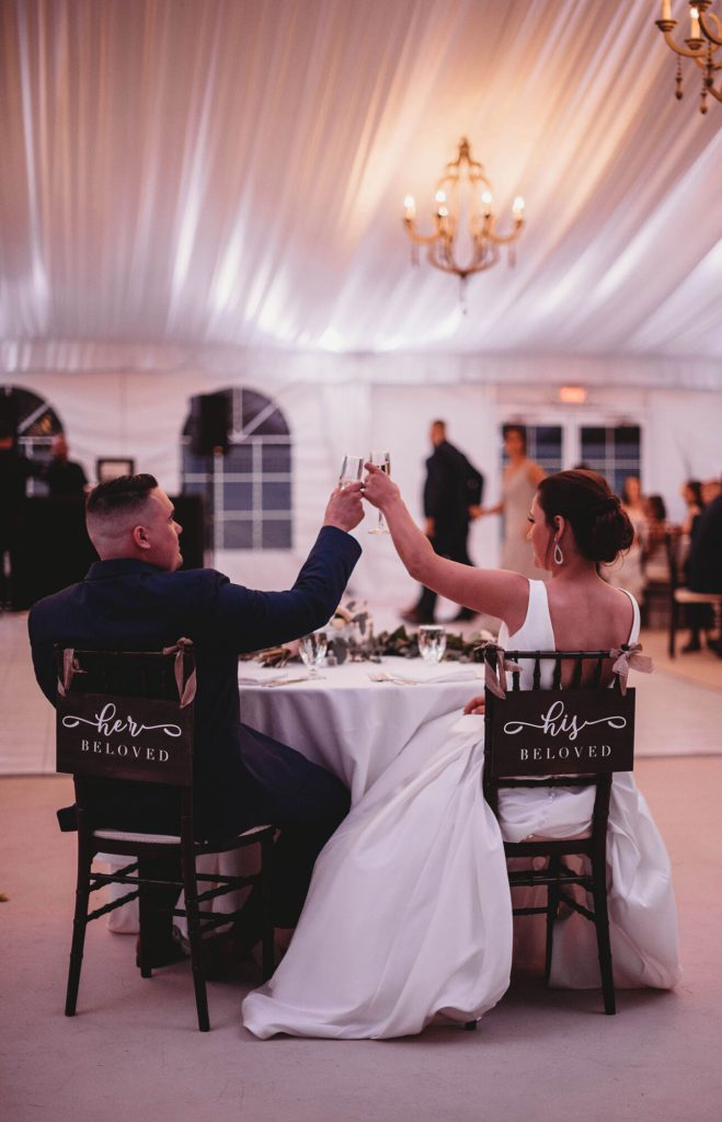bride and groom toast