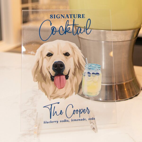 Wedding Signature Cocktail Sign with Dog