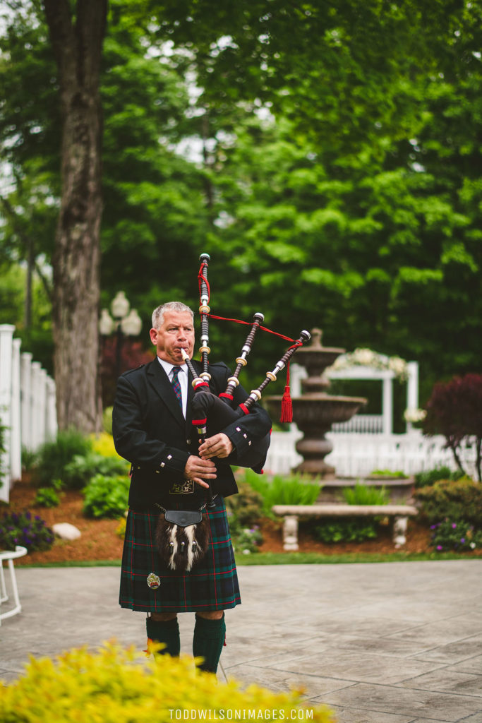 Bagpipe player at ceremony