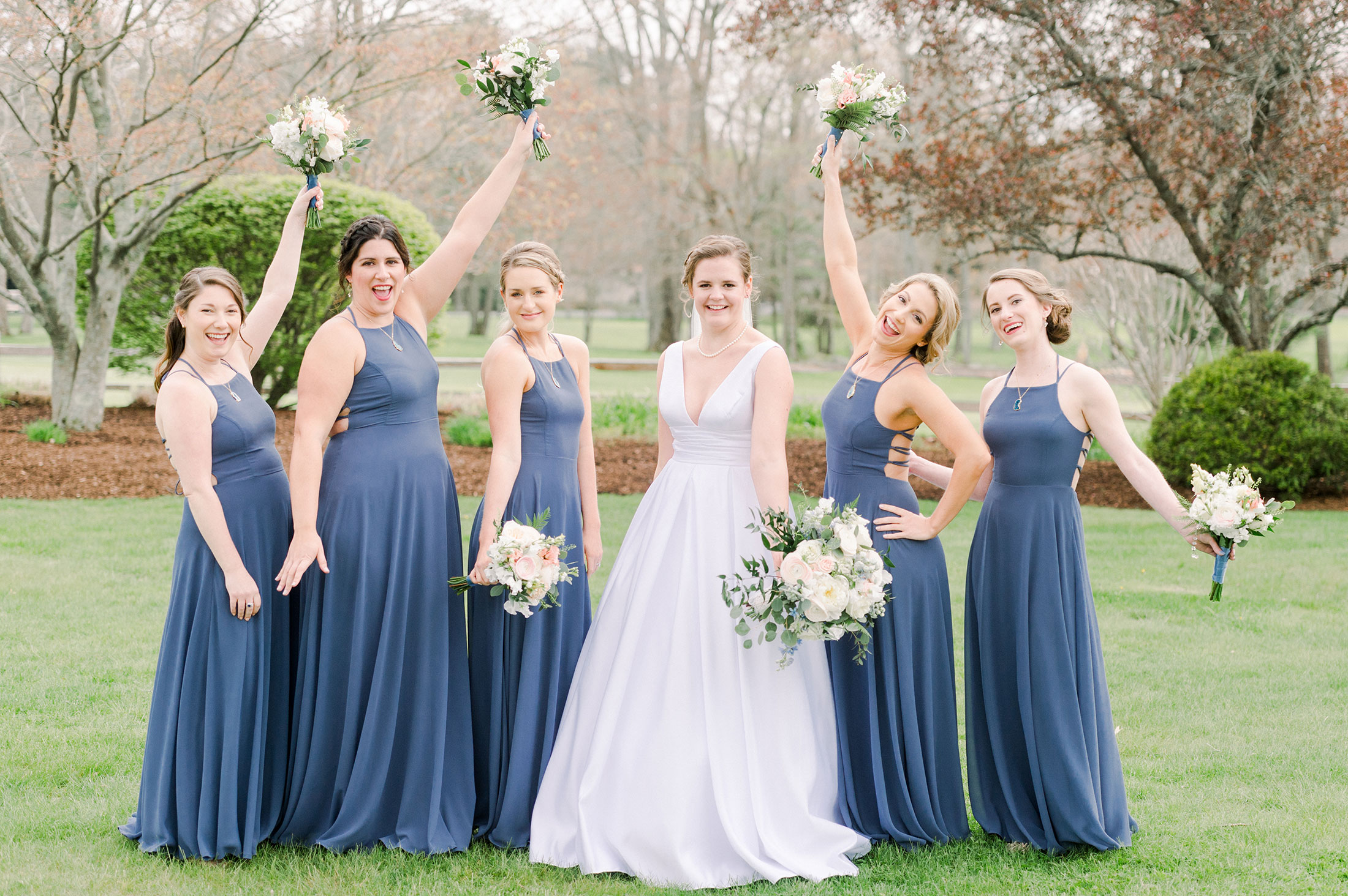Bridesmaids dresses in classic blue