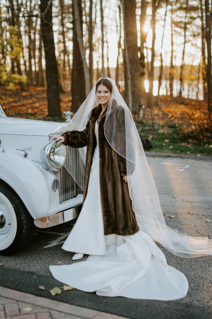 Bride with Fur Coat and Rolls Royce