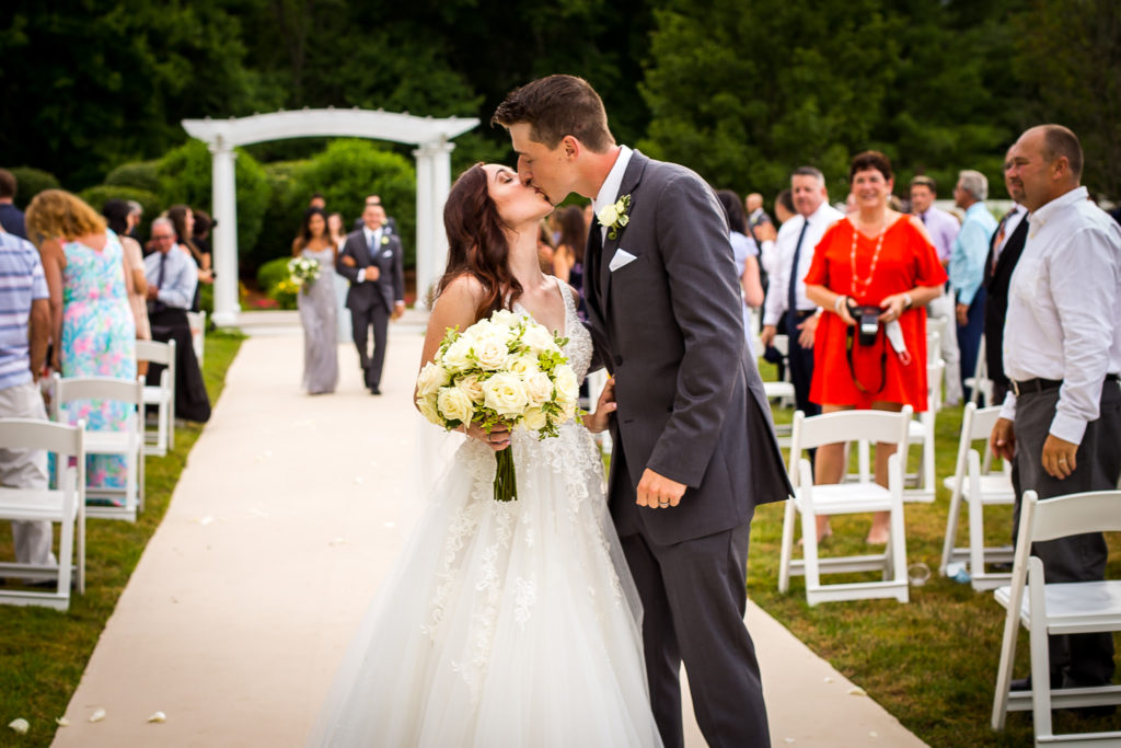 2020 bride and groom at outdoor wedding ceremony