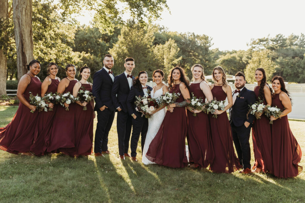 Bridal Party Standing Outside at The Villa in East Bridgewater, Massachusetts