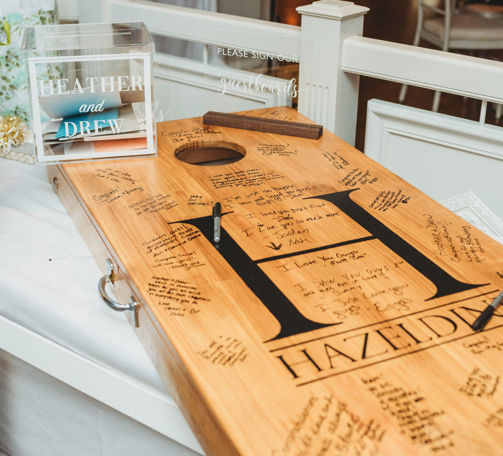 Unforgettable Guestbook Idea Custom Cornhole Board with Guests Signatures