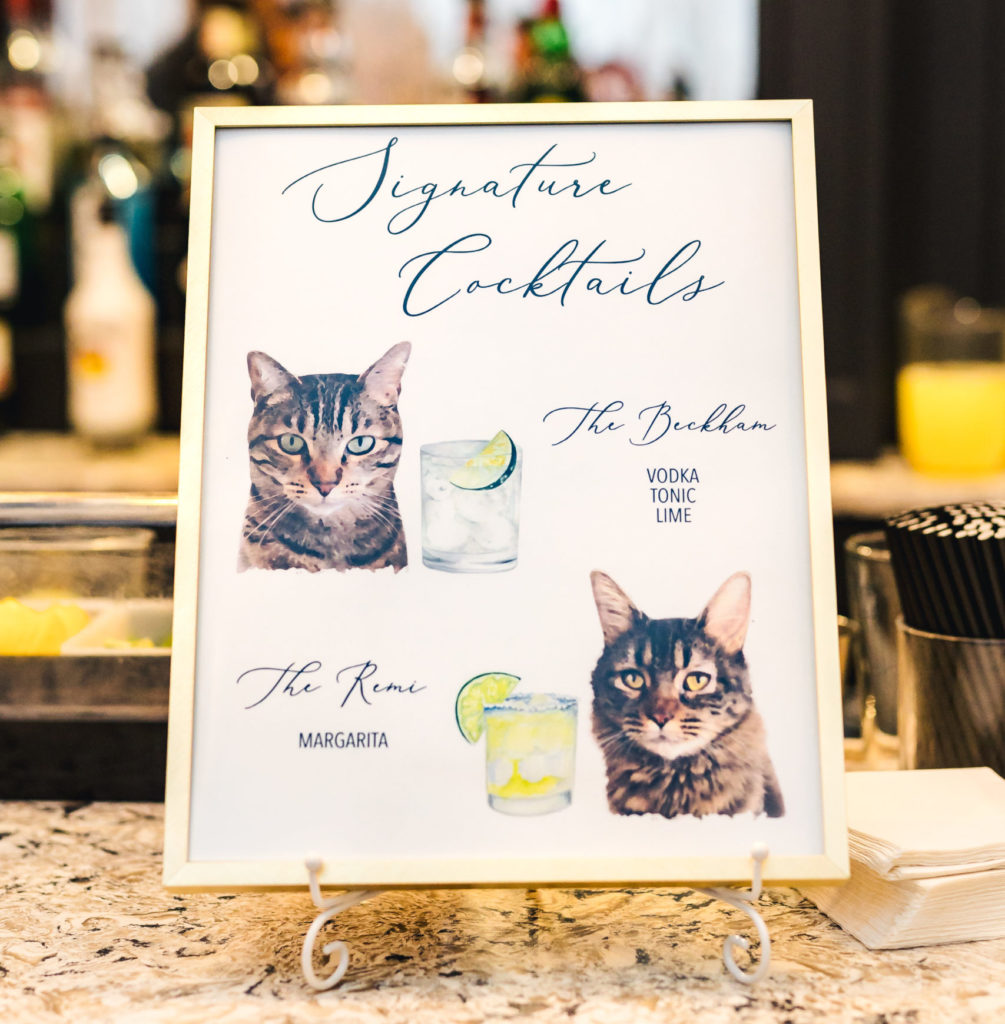 Bride and Groom's Cats as Signature Cocktails