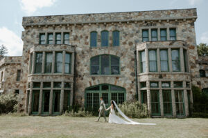 Bride and Groom at Borderland State Park for photos at summer wedding