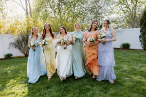 Multicolored fun bridesmaids dresses for a fun summer wedidng