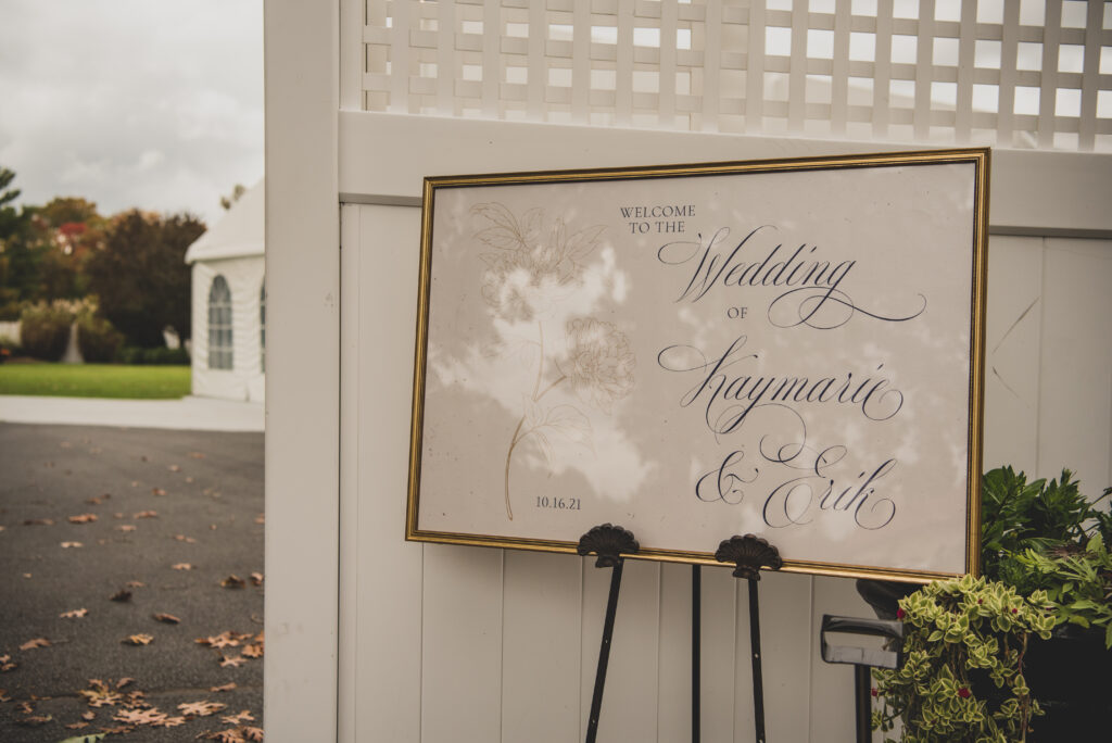Welcome sign outside The Villa in East Bridgewater, Massachusetts