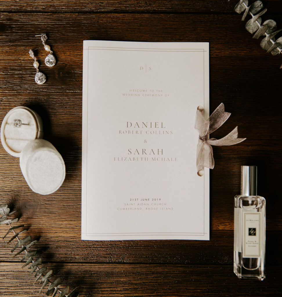 Stationary and detail shot with wedding day perfume and jewelry