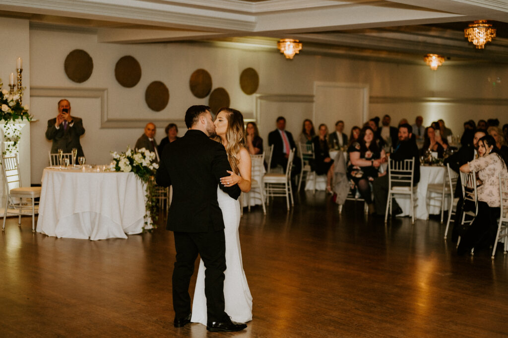 Bride and Groom's First Dance Kiss