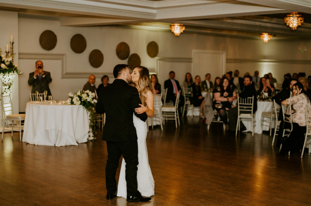 Bride and Groom's First Dance Kiss