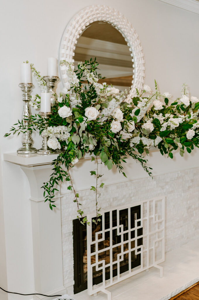 white and greenery wedding decor