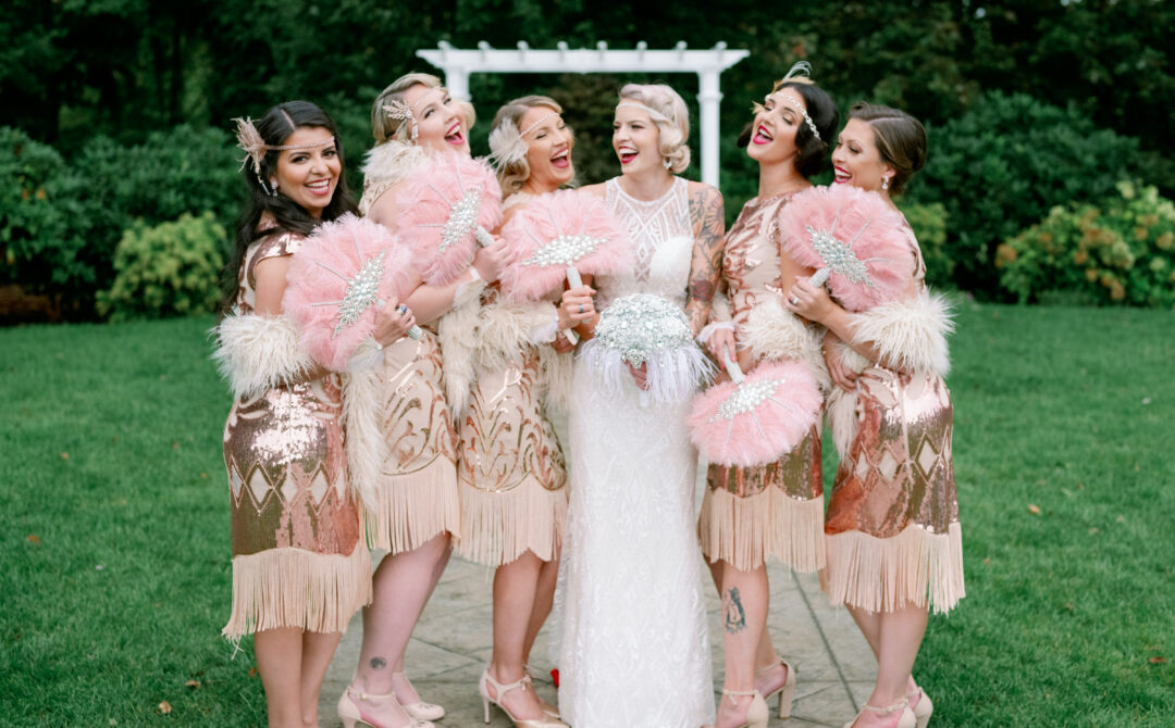 Gatsby Wedding Bridesmaids in Flapper Dresses