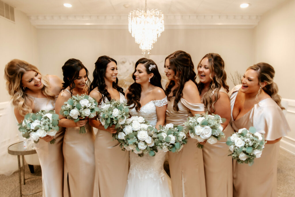 Bridesmaids Laugh in Wedding Suite at Avenir