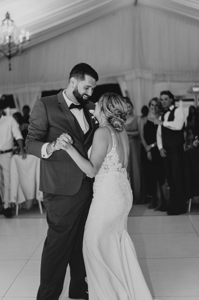 Bride and Groom First Dance Black & White