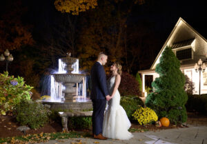 Bride and Groom At Night Saphire Estate Sharon Massachusetts 
