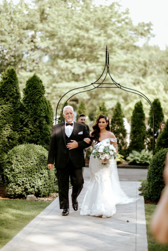 Bride and Father Process at Outdoor Wedding Ceremony at Avenir