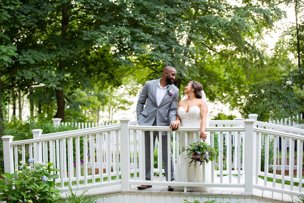 romantic white bridge wedding photo location
