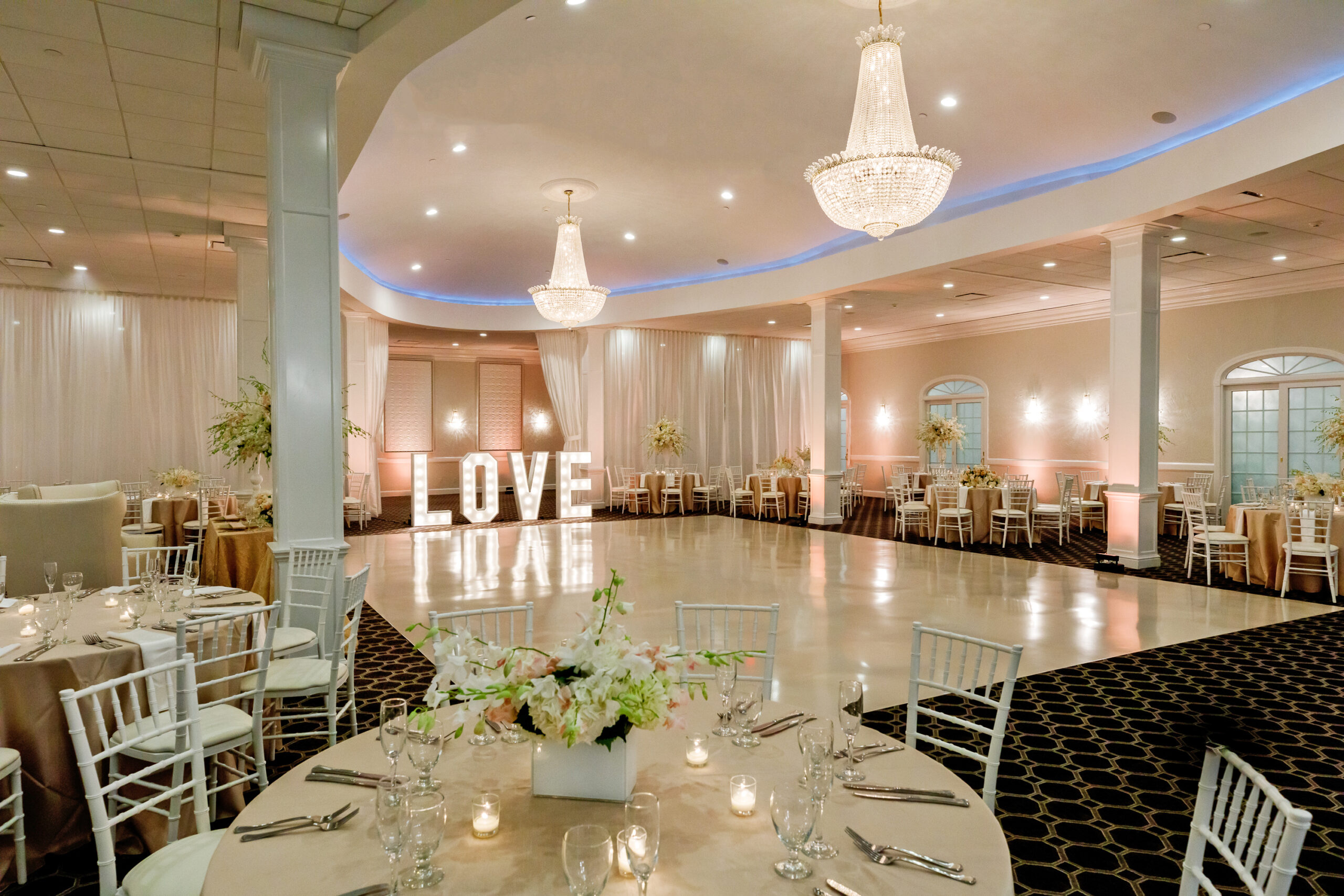 Wedding planning steps include touring a venue like the Avenir Ballroom 