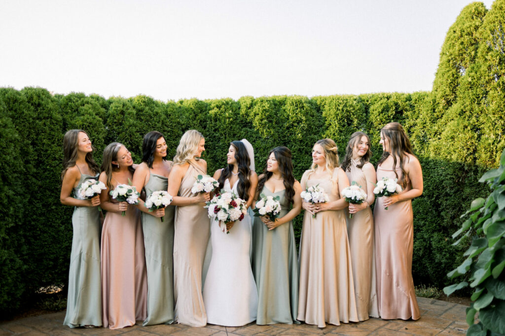Sage, Peach and Champagne Bridesmaids Dresses