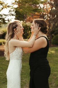 Bride and Best Friend Embracing After Wedding Ceremony at The Villa 