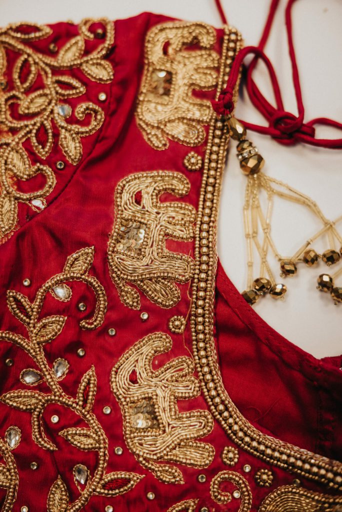 Red Sari for Indian Wedding at Avenir in Walpole Massachusetts