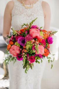 Pink Colorful Wedding Bouquet for Spring Wedding