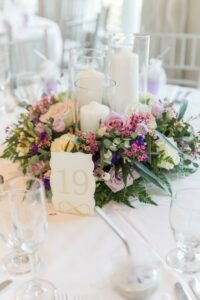 Purple Candle Centerpiece for Spring Wedding