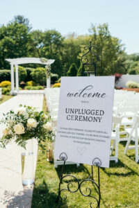 Unplugged Ceremony Sign for Outdoor Summer Wedding Ceremony in Massachusetts