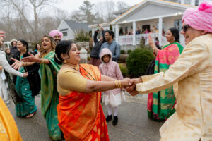 Indian Baraat Celebration with Friends and Family Dancing at Saphire Estate in Sharon Massachusetts