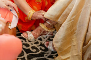 Bridal Henna On Feet With Gold Jewelry at Indian Wedding at Saphire Estate