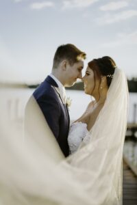 Bride and Groom at Massachusetts Lakefront Wedding Venue The Lakehouse