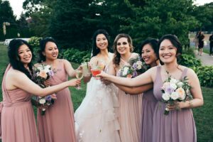 Bridesmaids Toast in Multicolor Bridesmaids Dresses at The Villa 