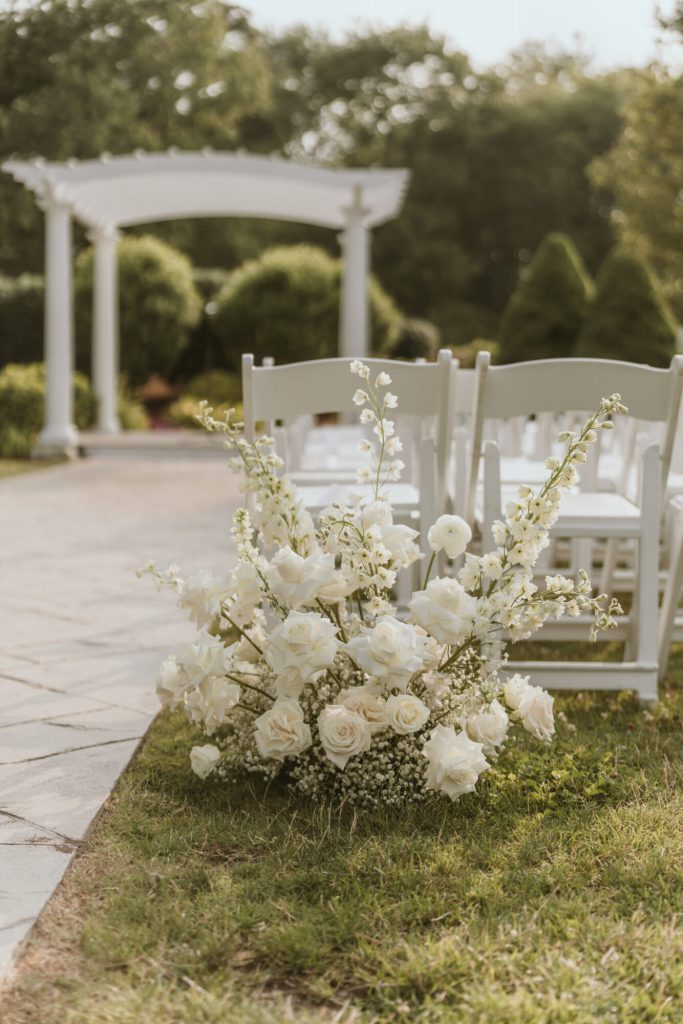 Empty Ceremony White Flora Aisle Arrangement