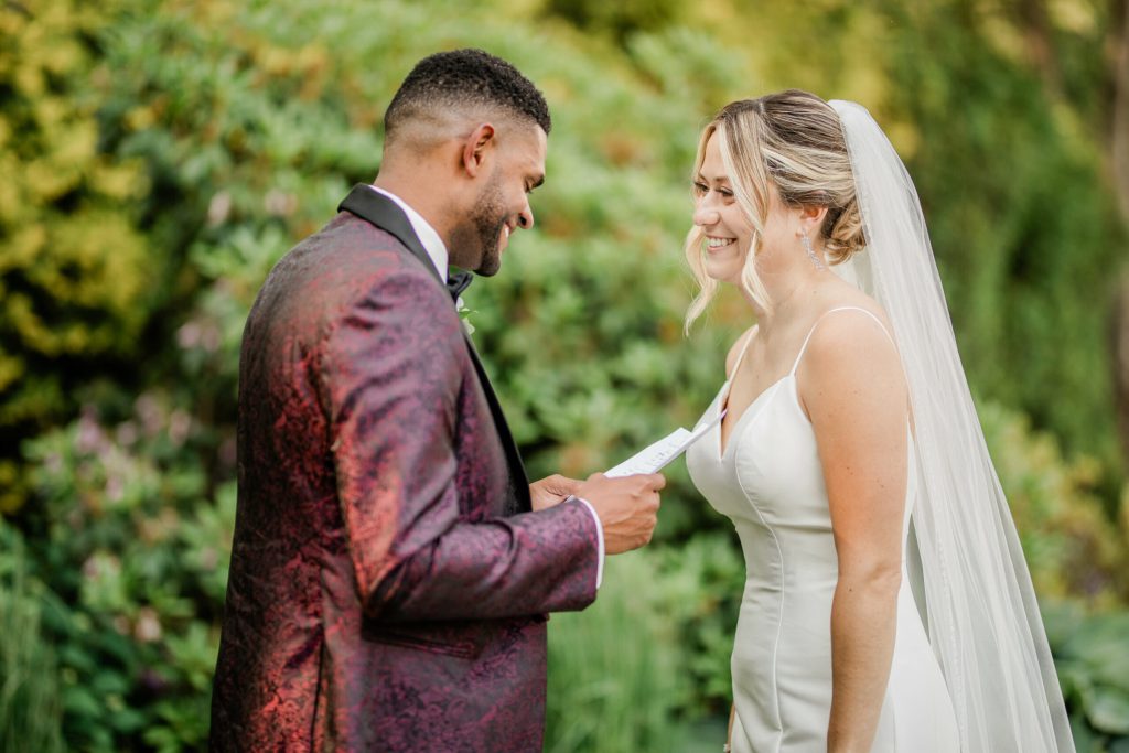 Bride and Groom Private Vow Reading and First Look