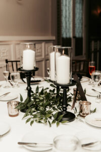 White Candles With Black Accents 