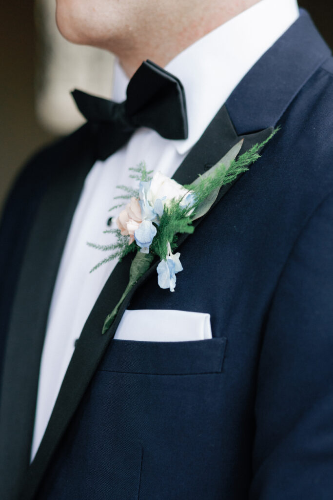 Dusty Blue and Pink Boutonniere