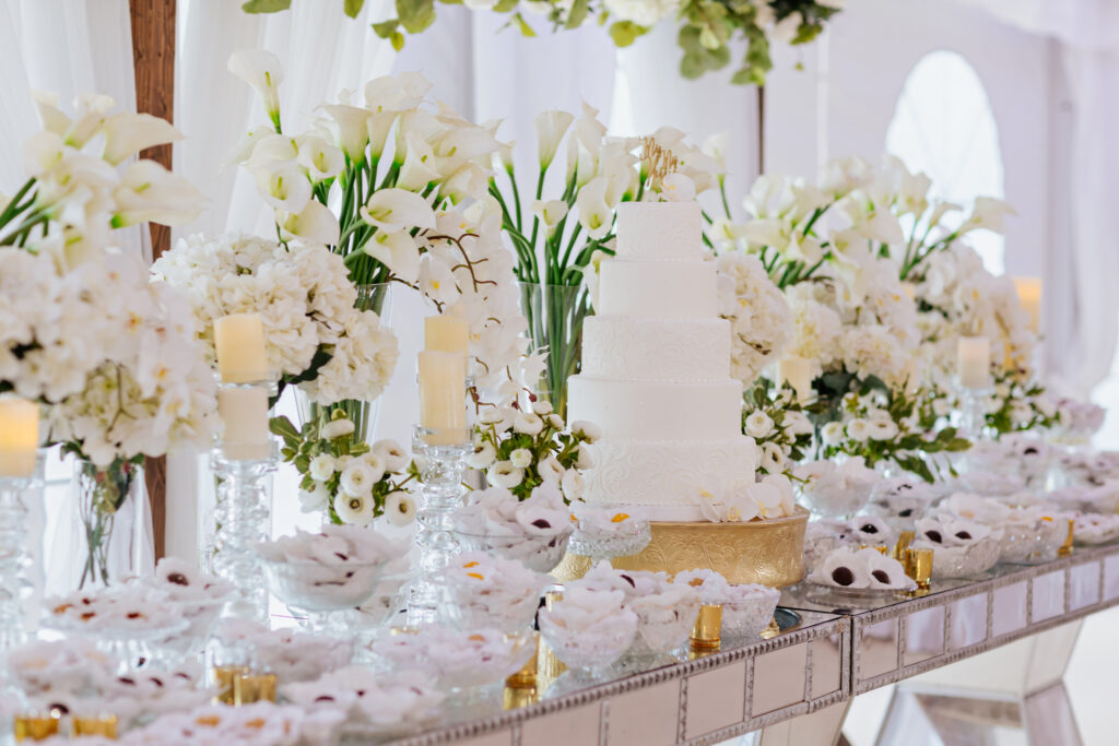 Classy and Timeless Wedding White Florals and Cake