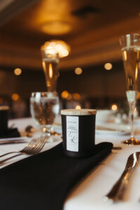 Black personalized Candle Wedding Favor 