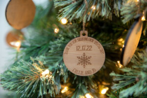 Winter Wedding Guest Party Favor of Custom Wooden Ornament 