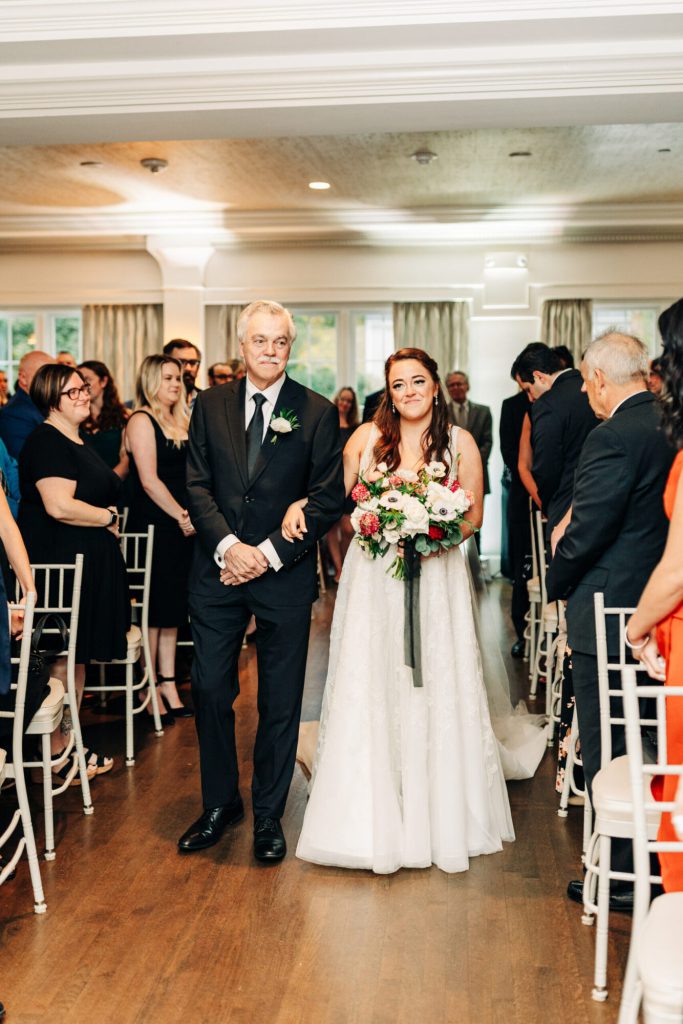 Indoor Ceremony Bride and Father Walking