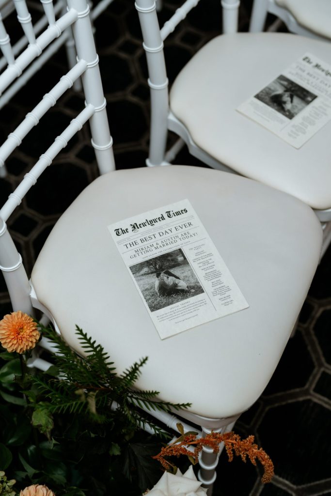 Wedding newspaper favor
